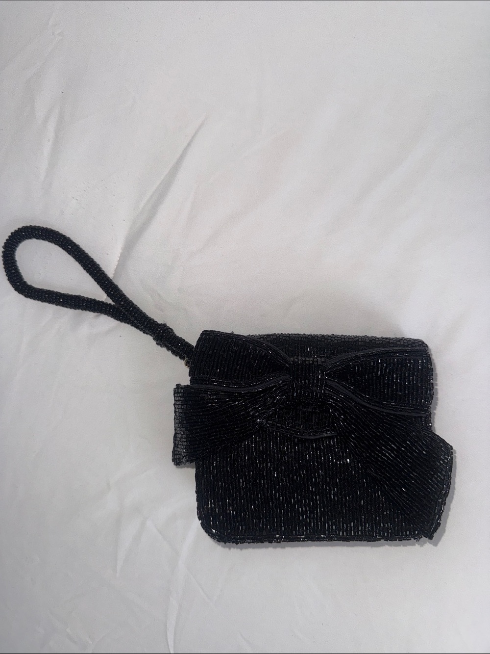 NWOT Anthropologie Black Beaded Bow Clutch - Women Bags